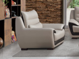 简素 现代简约 头层真皮 米白色 单人沙发