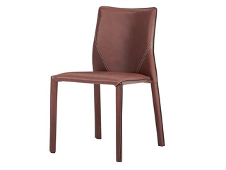  极简风格 优质马鞍皮 坐感舒适 橘色 餐椅（单把价格 需双数购买 单数不发货）