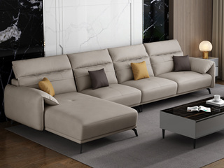  极简 羽绒科技布沙发 自由搭配组合 小户挚爱 5挡升降功能头枕 柔软舒适 卡其色 沙发组合（1+3+右贵妃）