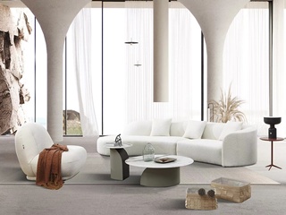  极简风格 舒适透气 优质布艺 精品泰迪绒绒布 羽绒 实木框架 三人位+右贵妃 转角沙发