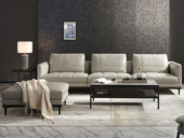 CBD 国际知名品牌 现代简约真皮格调 头层牛皮俄罗斯进口云杉木沙发组合（四人位+脚踏 脚踏可左右移动）（此产品有短途物流费）