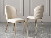 慕梵希 轻奢风格 优质皮艺 米白色 餐椅